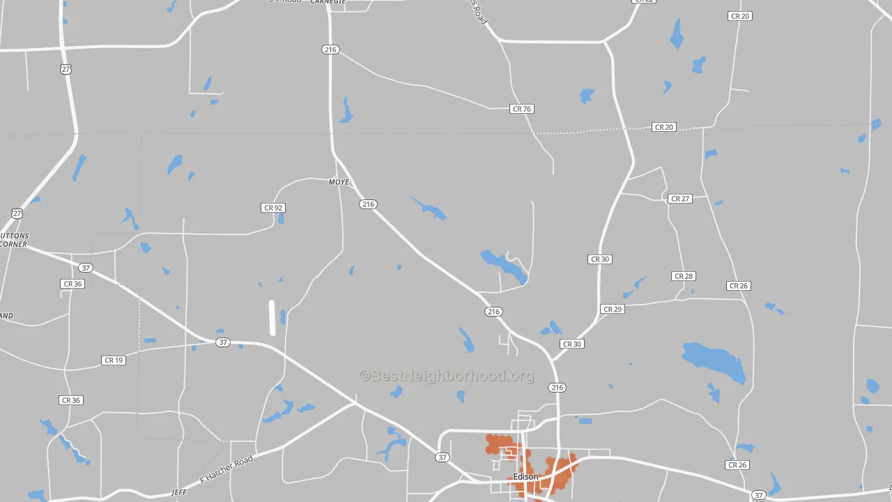 Bike Grade map of Moye, GA