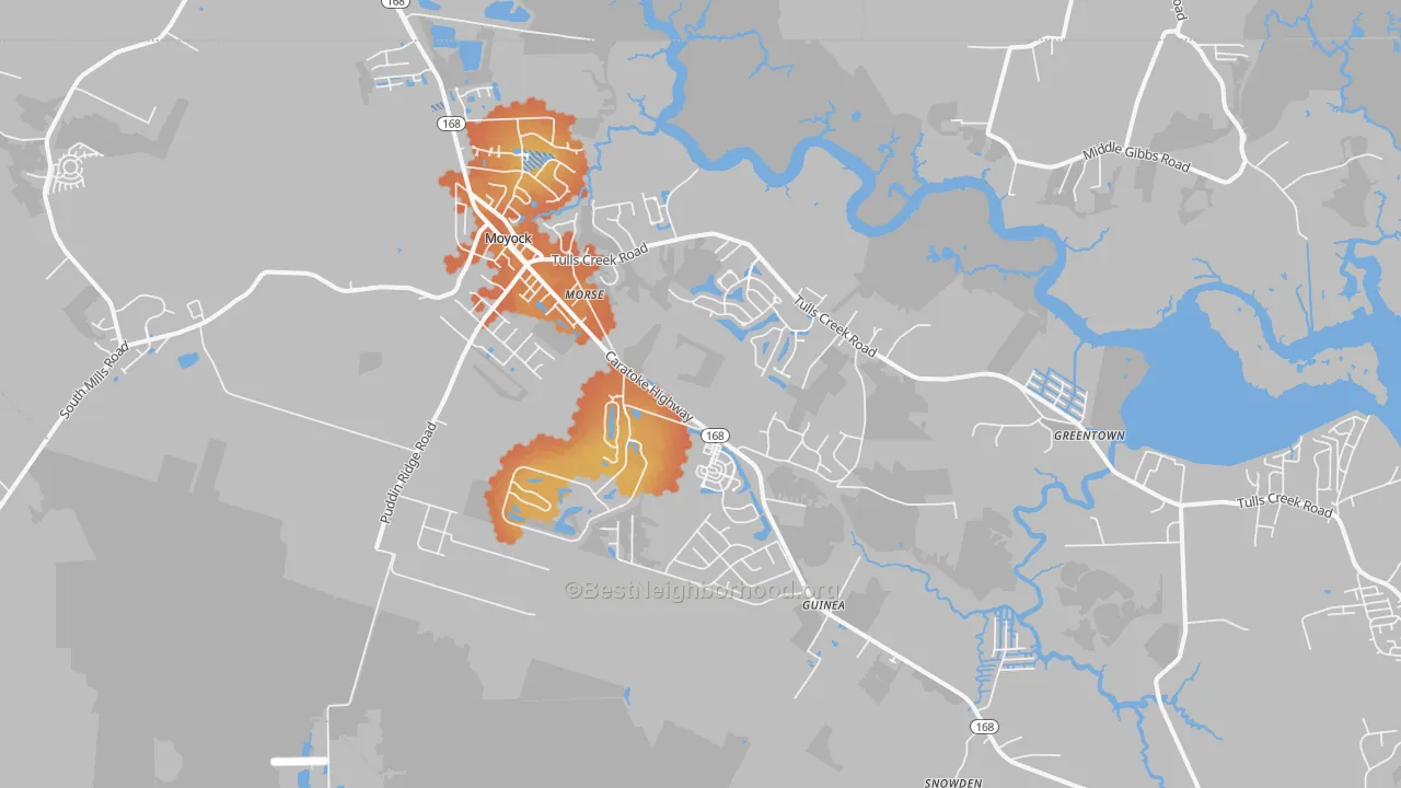 Bike Grade map of Moyock, NC