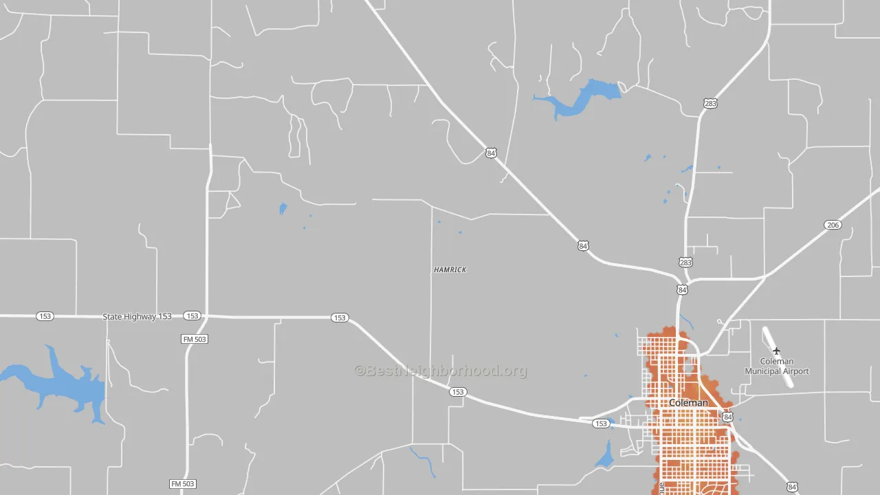 Bike Grade map of Mozelle, TX