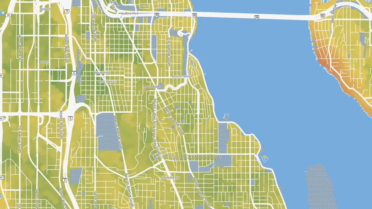 Bike Grade map of Mt. Baker, Seattle, WA