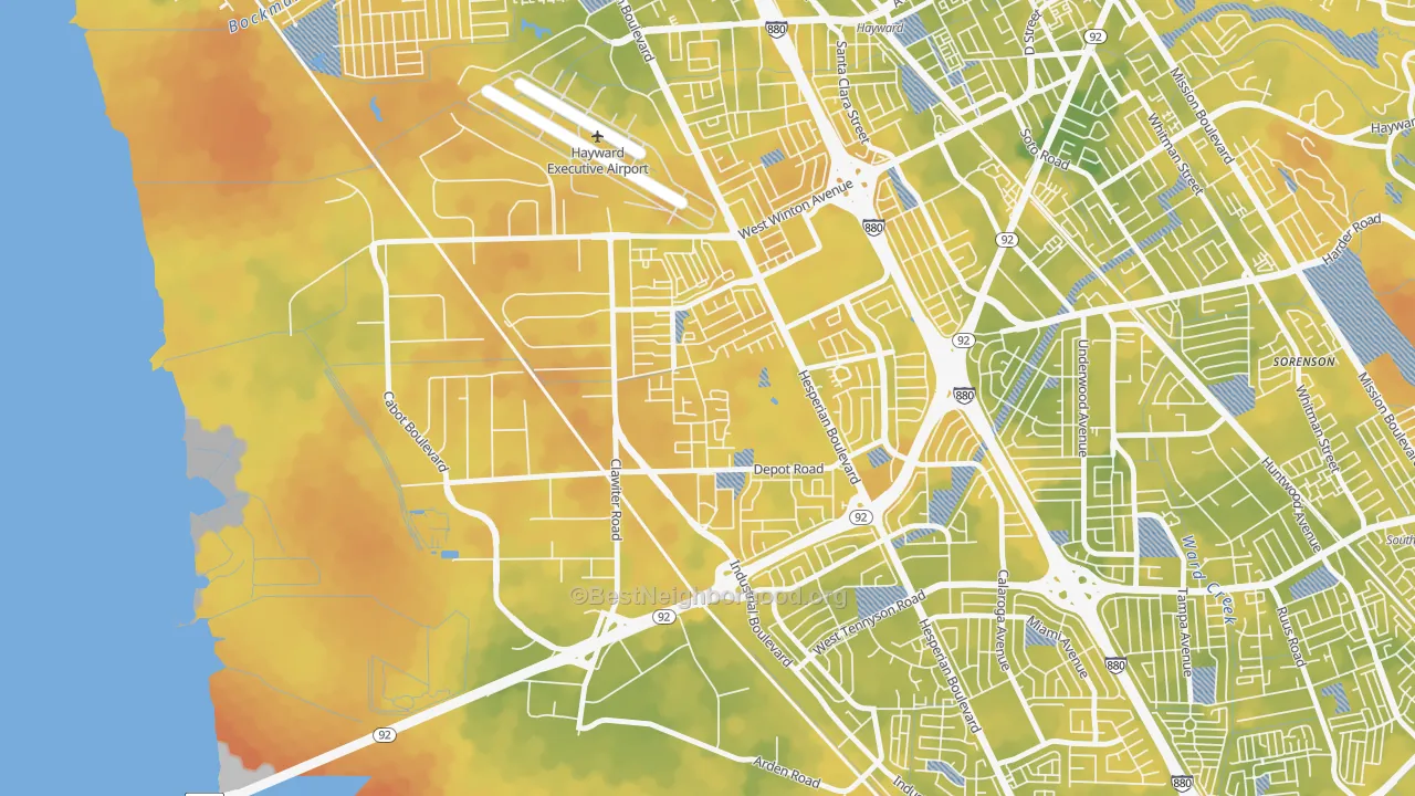 Bike Grade map of Mt Eden, Hayward, CA