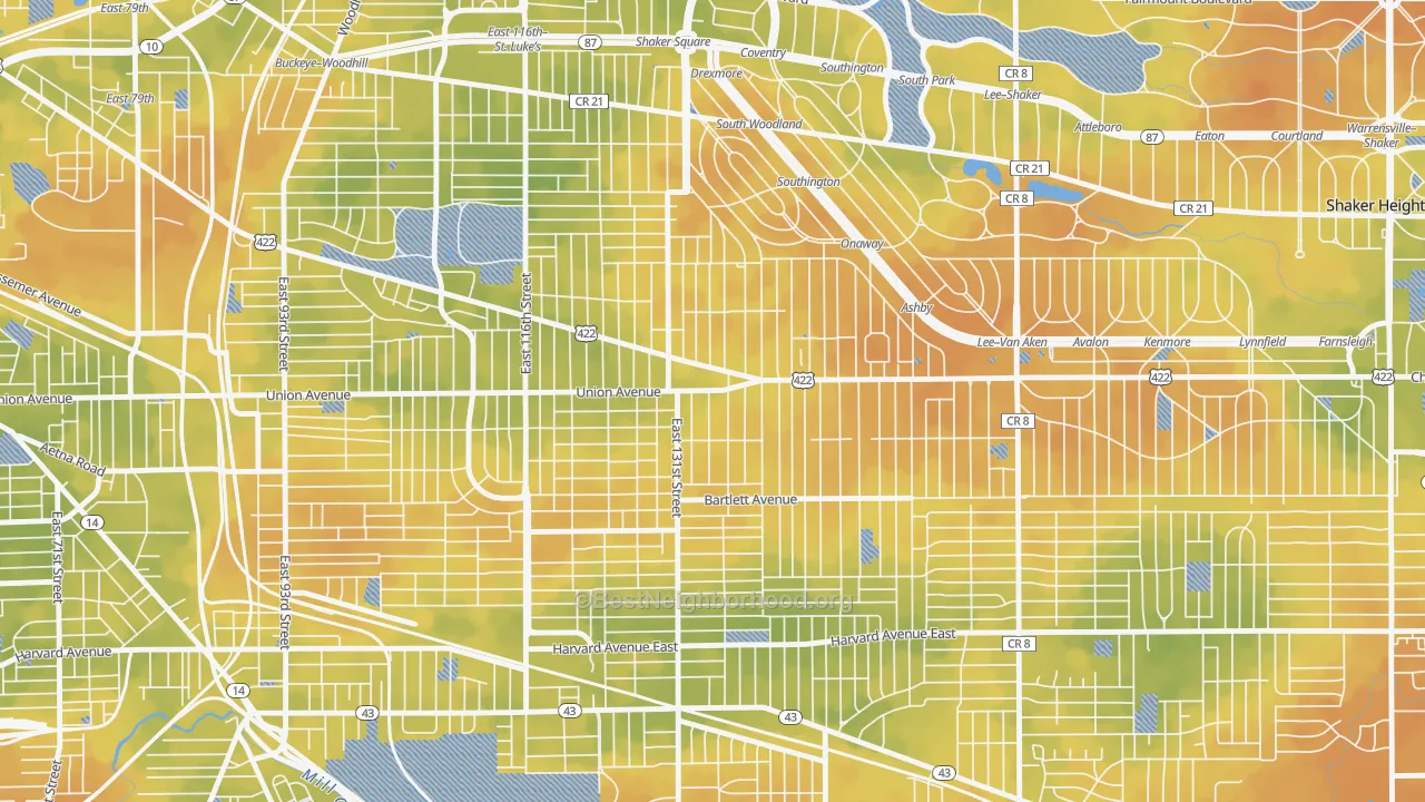 Bike Grade map of Mt Pleasant, Cleveland, OH