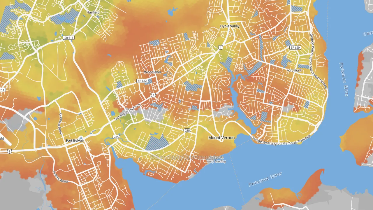 Bike Grade map of Mt Vernon, Mount Vernon, VA