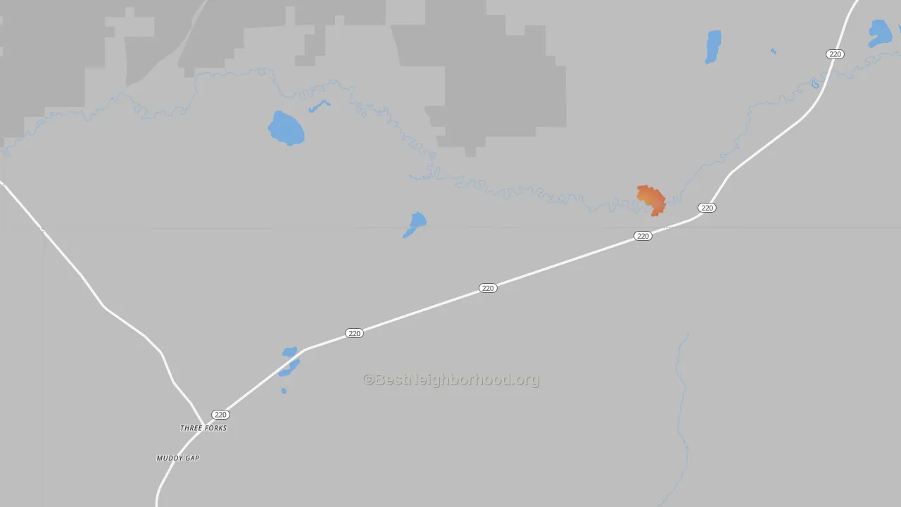 Bike Grade map of Muddy Gap, WY