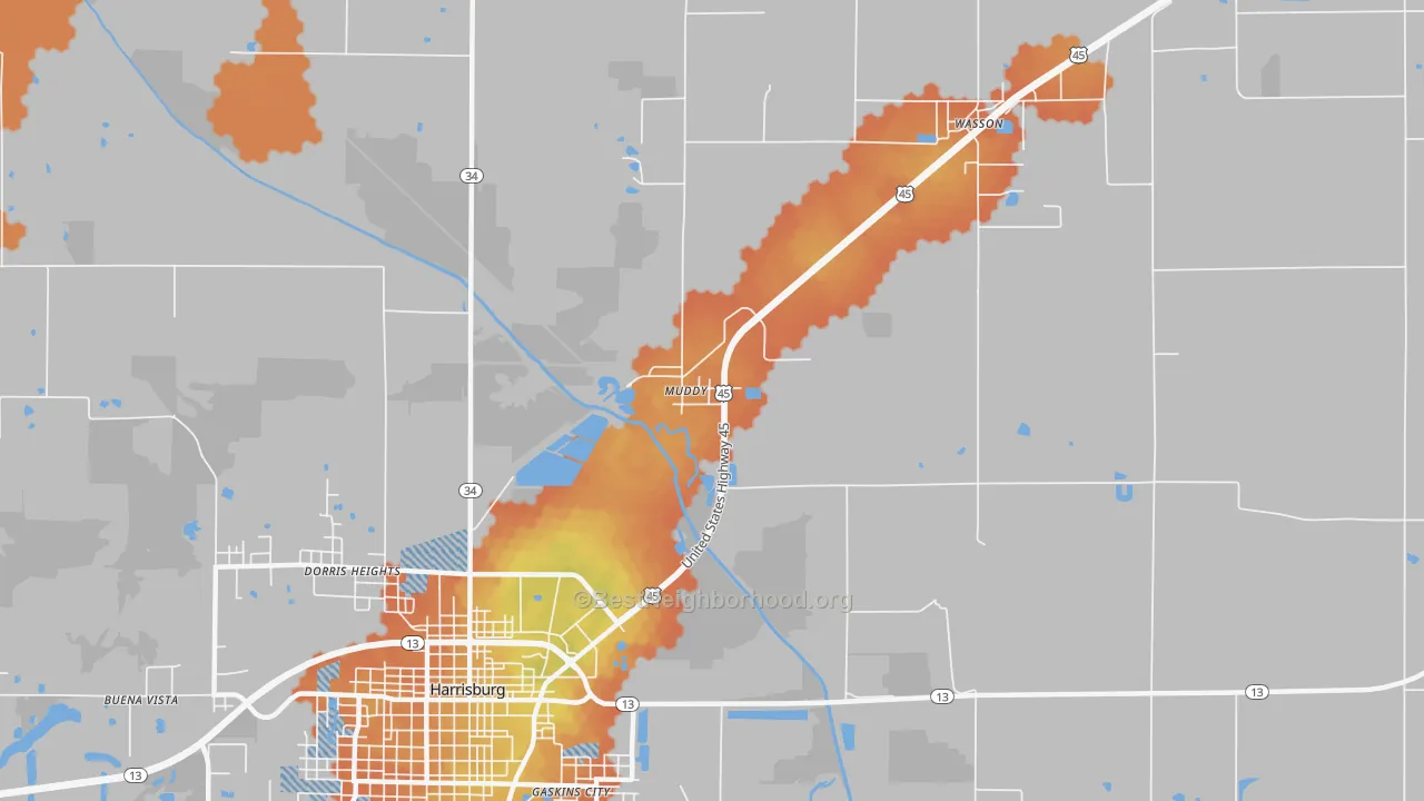 Bike Grade map of Muddy, IL