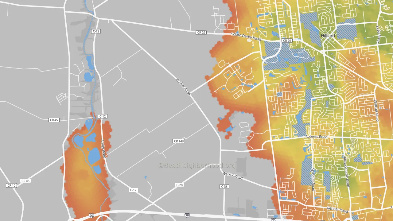 Bike Grade map of Mudsock, OH