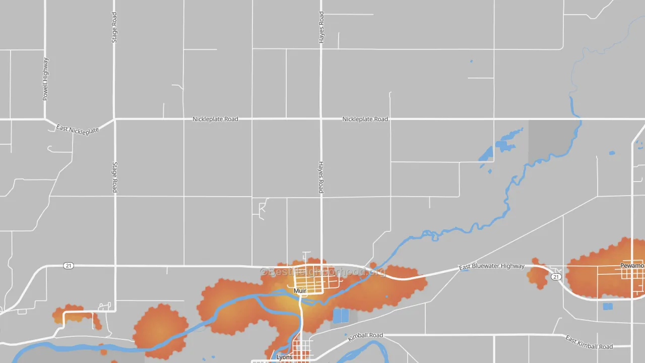 Bike Grade map of Muir, MI