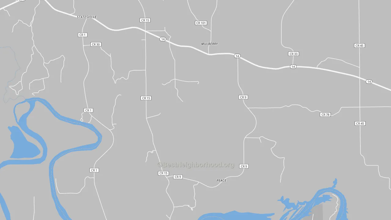 Bike Grade map of Mulberry, AL