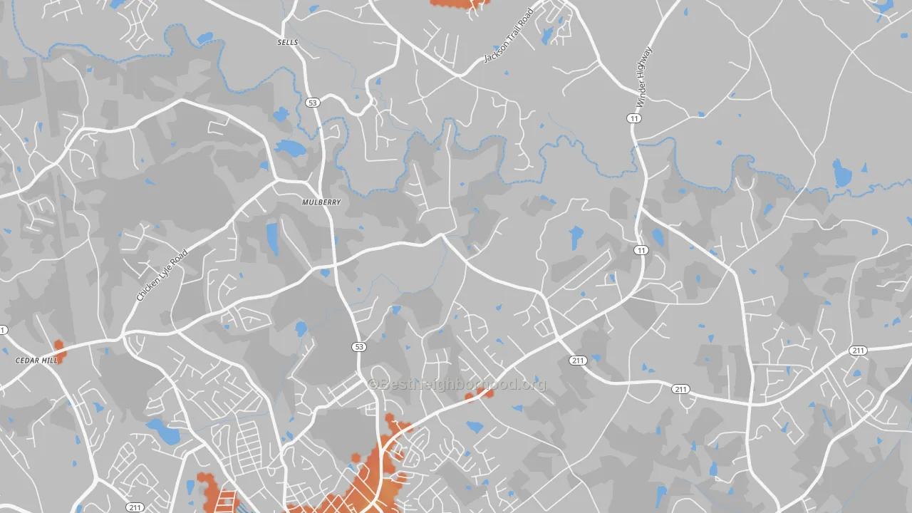 Bike Grade map of Mulberry, GA