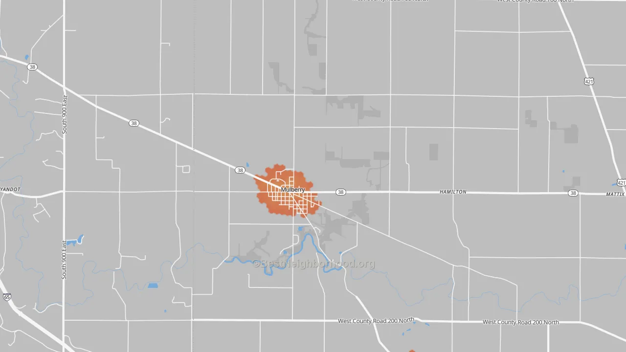 Bike Grade map of Mulberry, IN