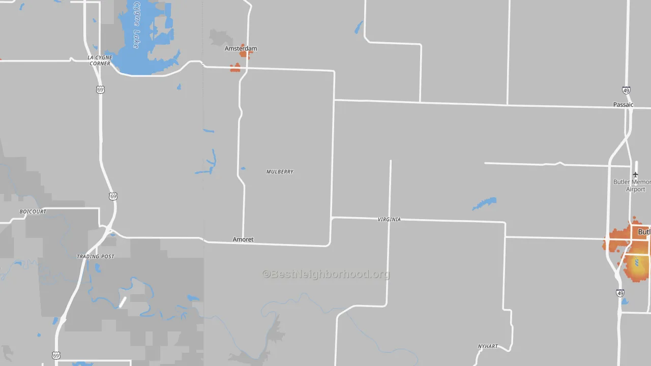 Bike Grade map of Mulberry, MO