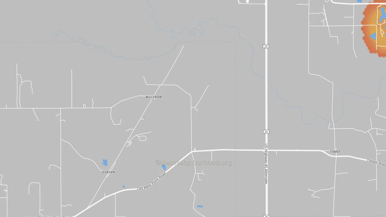 Bike Grade map of Muldrow, MS
