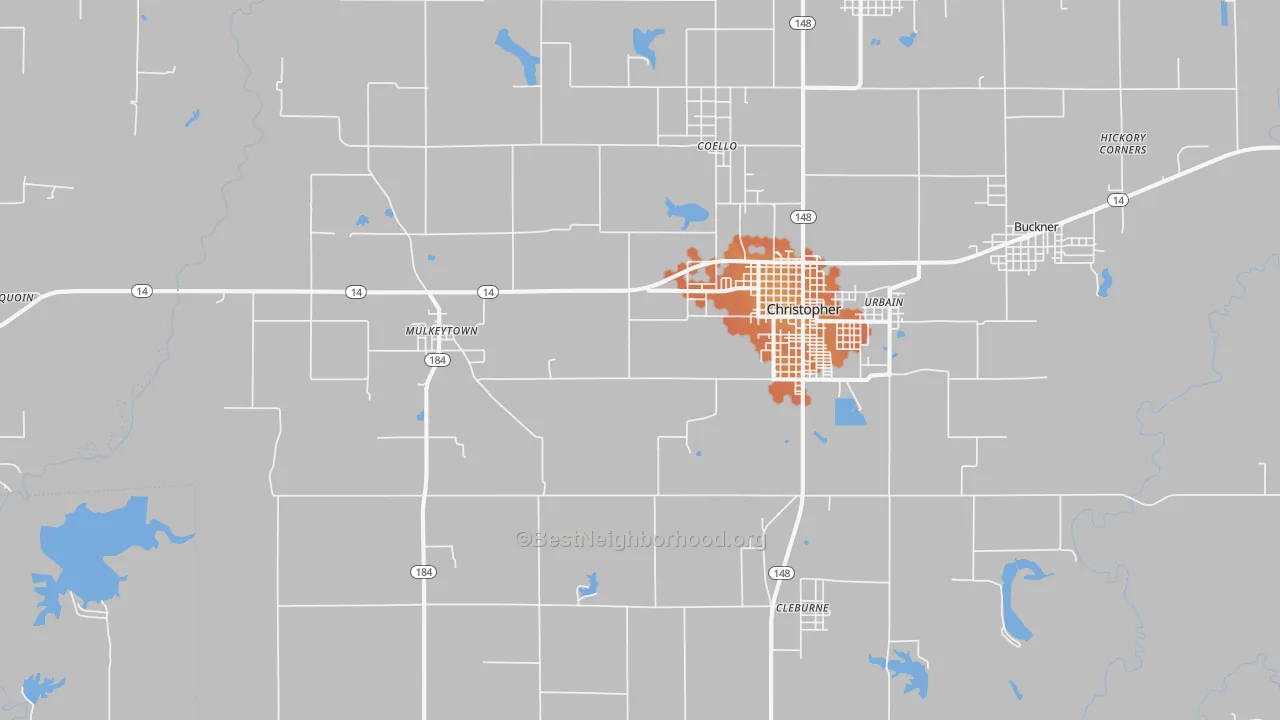 Bike Grade map of Mulkeytown, IL