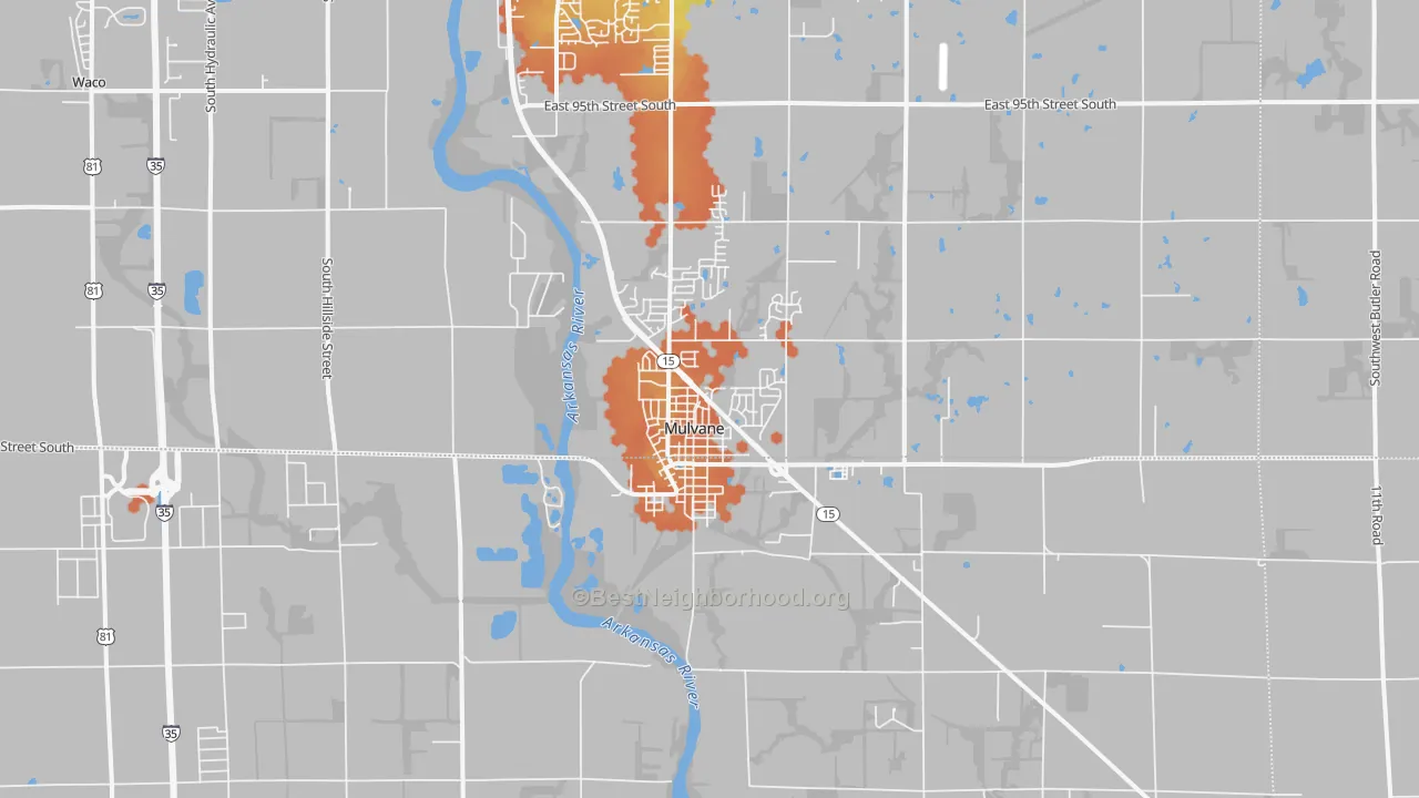 Bike Grade map of Mulvane, KS
