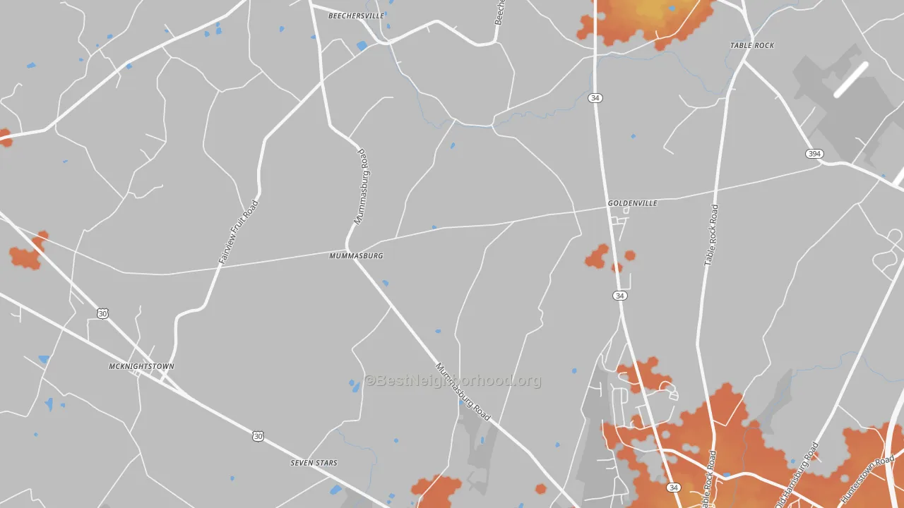 Bike Grade map of Mummasburg, PA