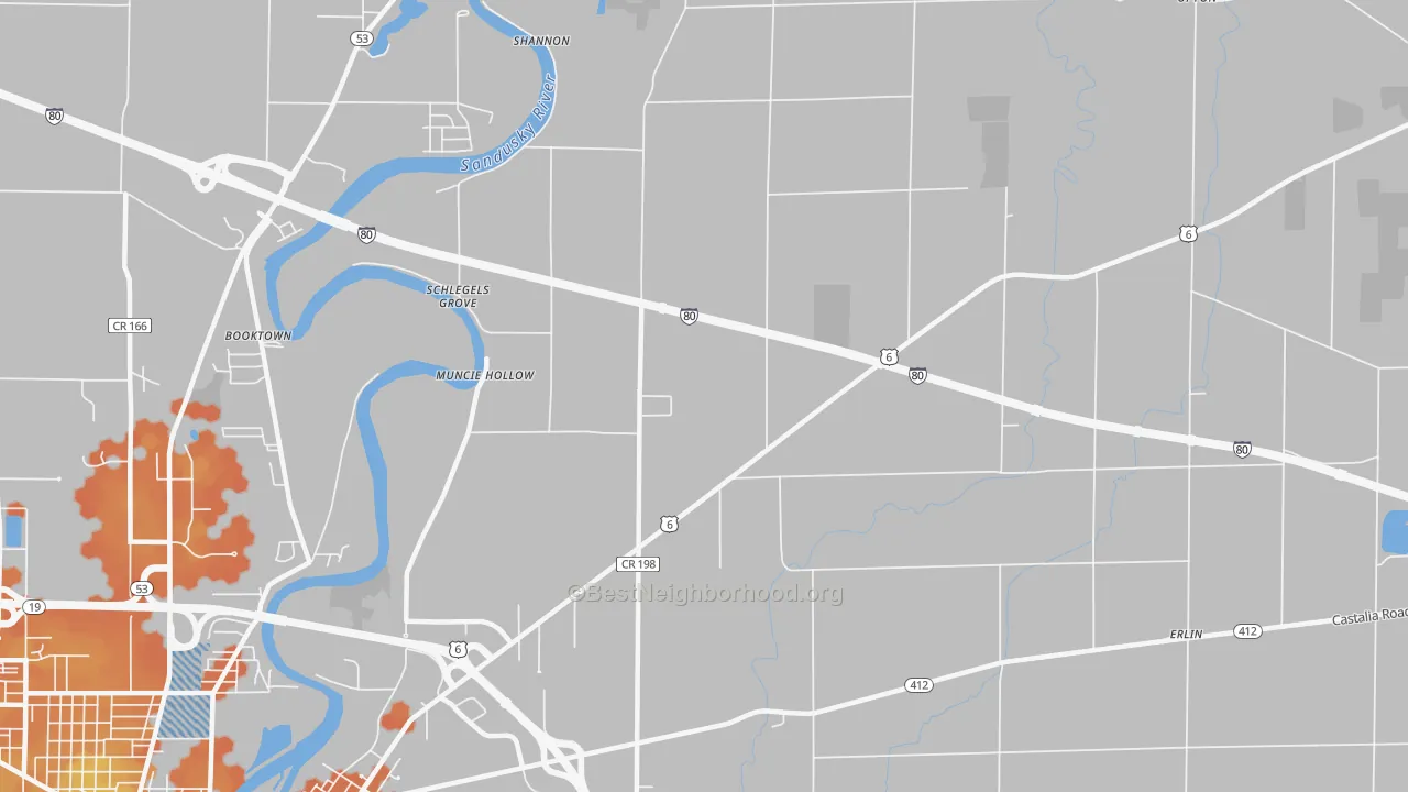 Bike Grade map of Muncie Hollow, OH