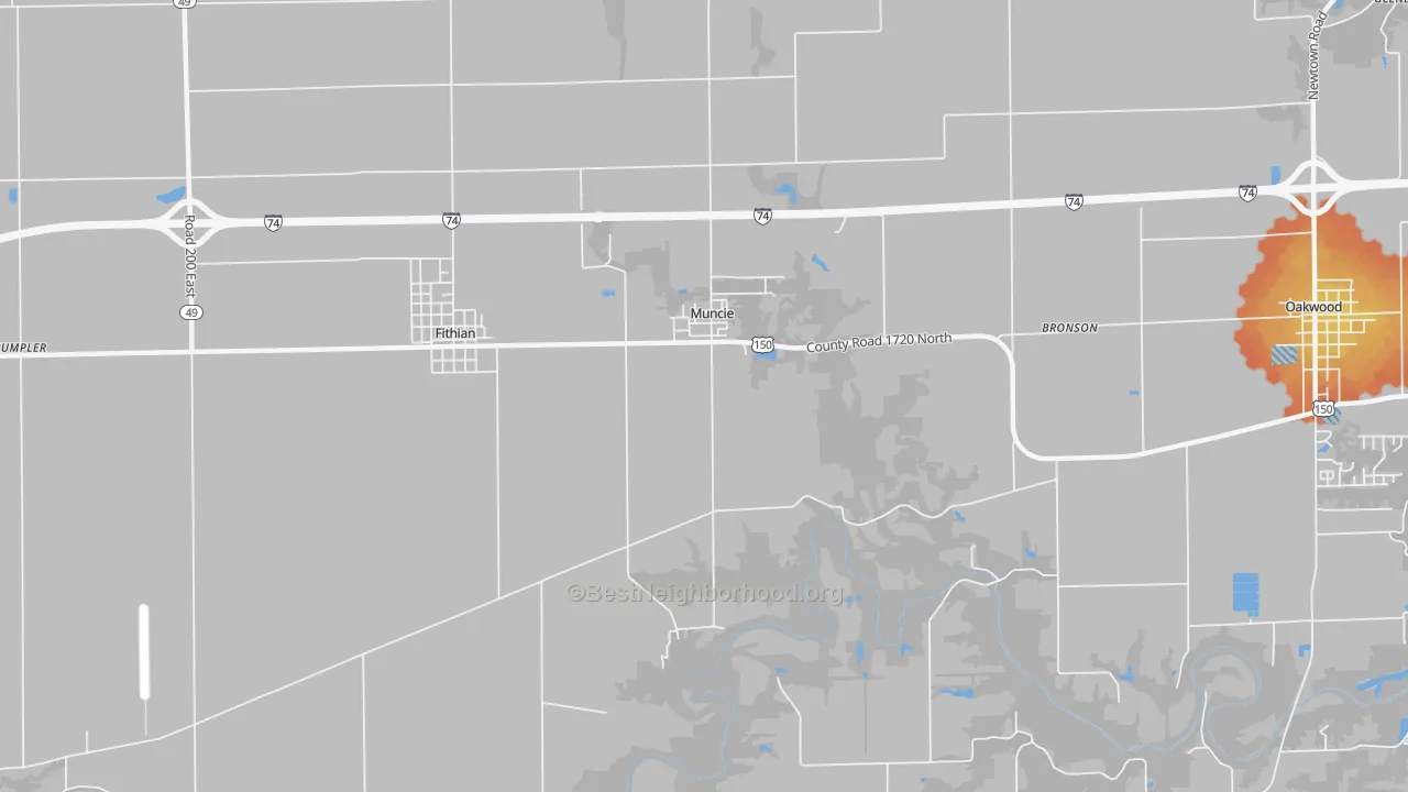 Bike Grade map of Muncie, IL