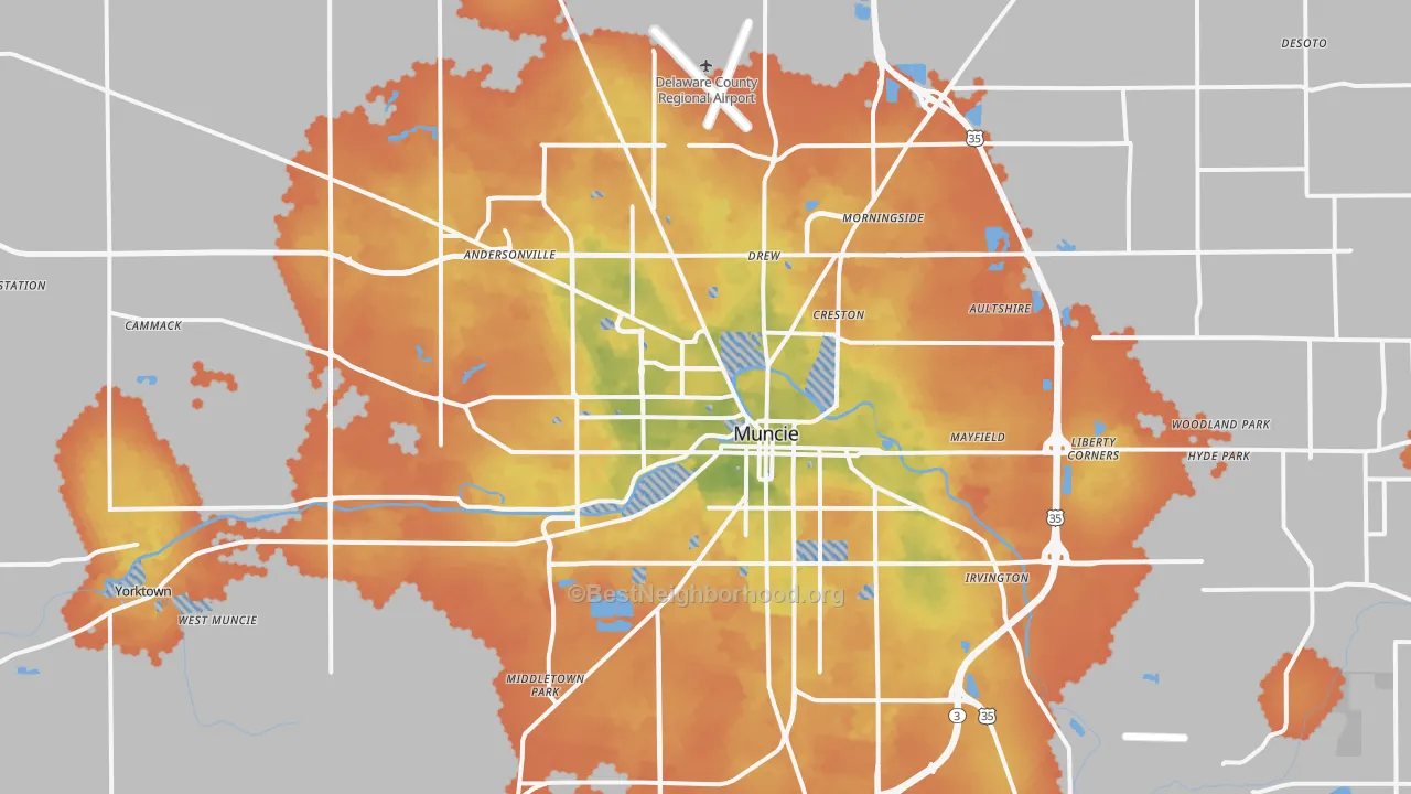 Bike Grade map of Muncie, IN