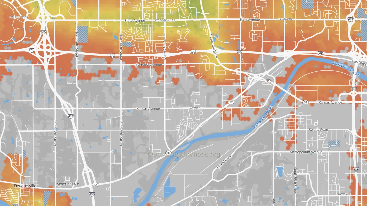 Bike Grade map of Muncie-Stony PT., Kansas City, KS