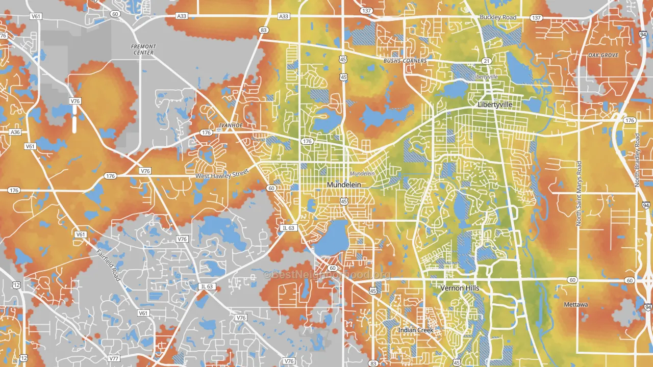 Bike Grade map of Mundelein, IL