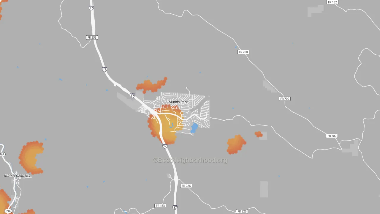 Bike Grade map of Munds Park, AZ