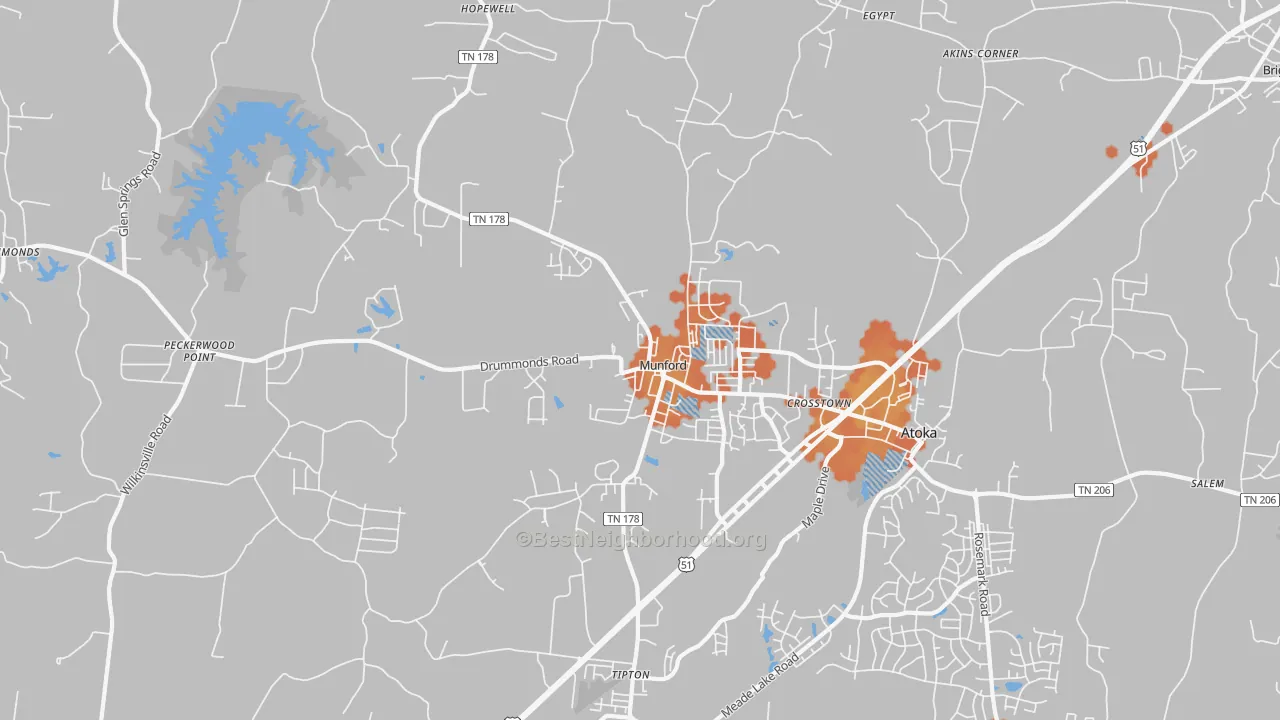 Bike Grade map of Munford, TN