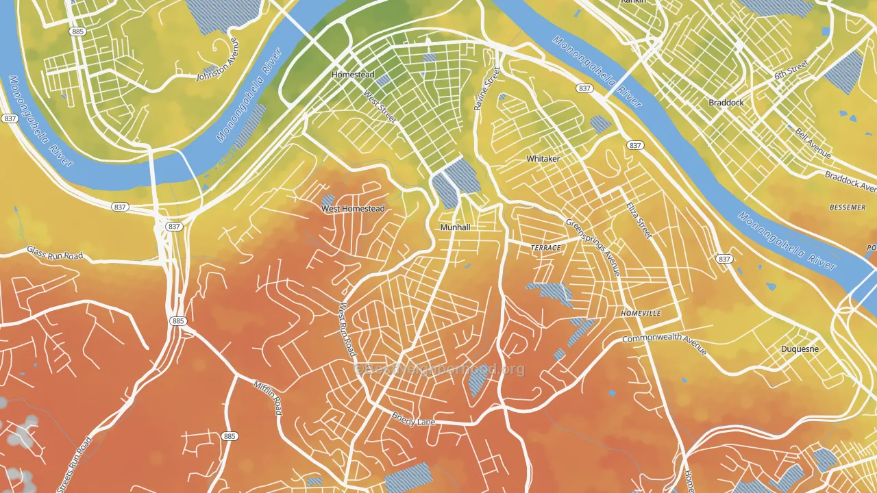 Bike Grade map of Munhall, PA