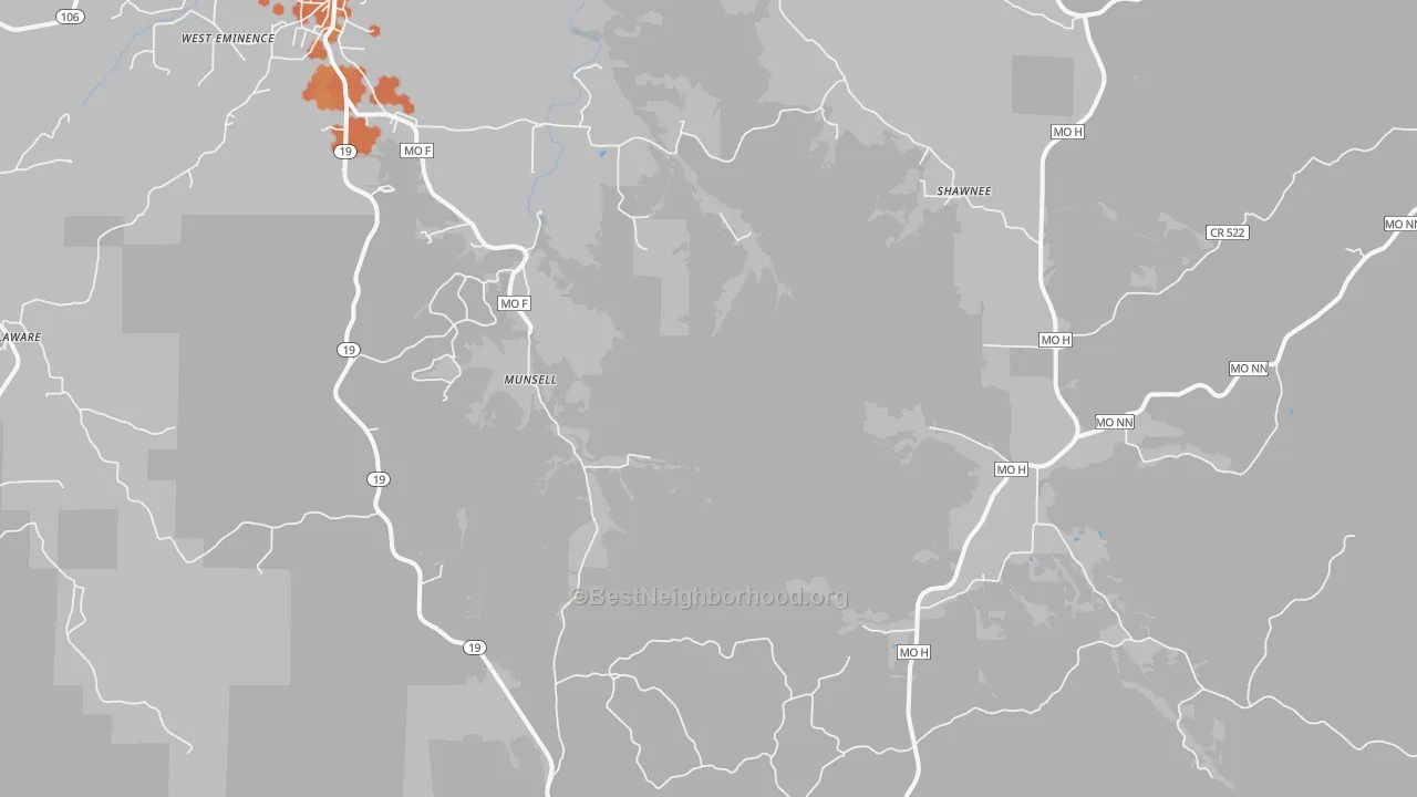 Bike Grade map of Munsell, MO