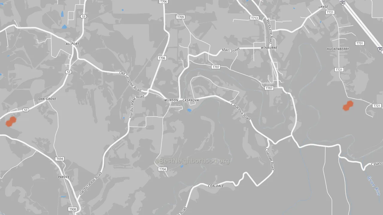 Bike Grade map of Munson, PA