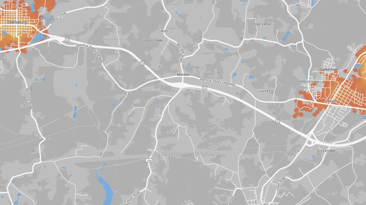 Bike Grade map of Munster, PA