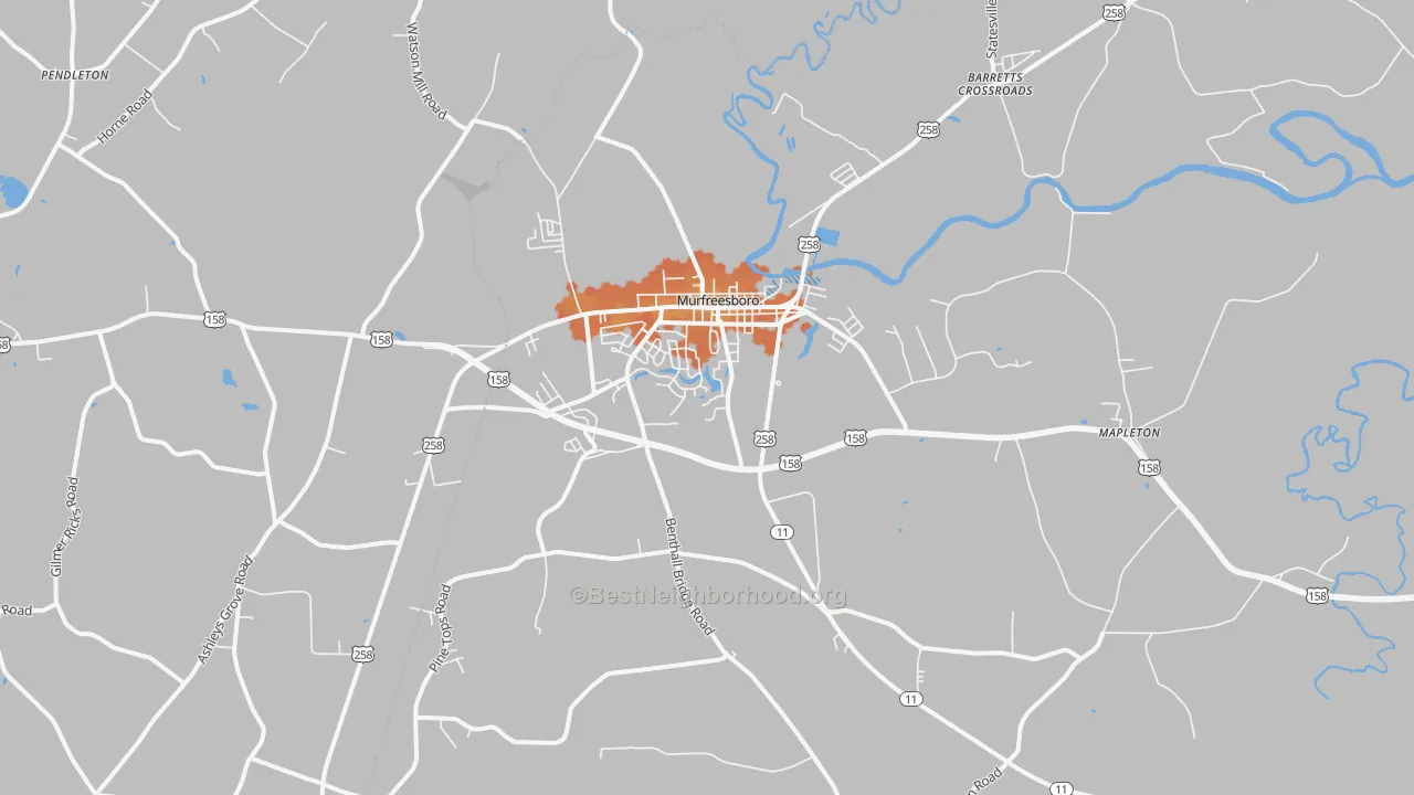 Bike Grade map of Murfreesboro, NC