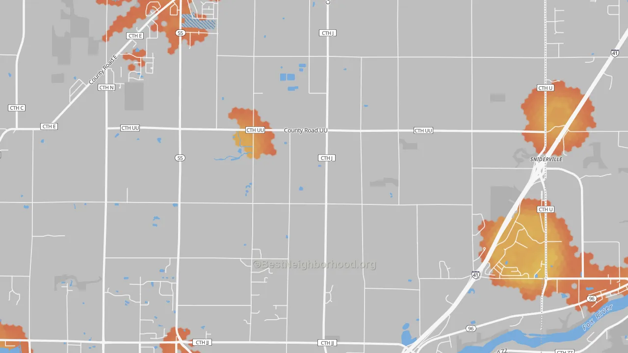 Bike Grade map of Murphy Corner, WI