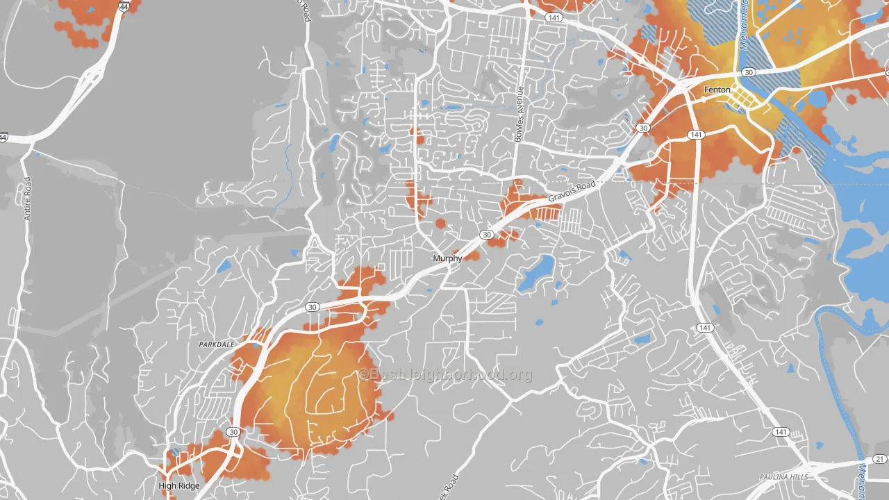 Bike Grade map of Murphy, MO