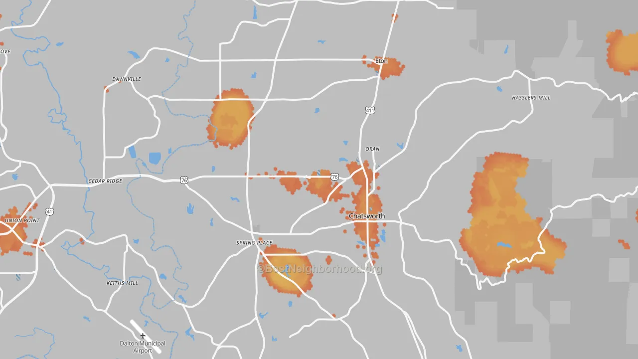 Bike Grade map of Murray County, GA