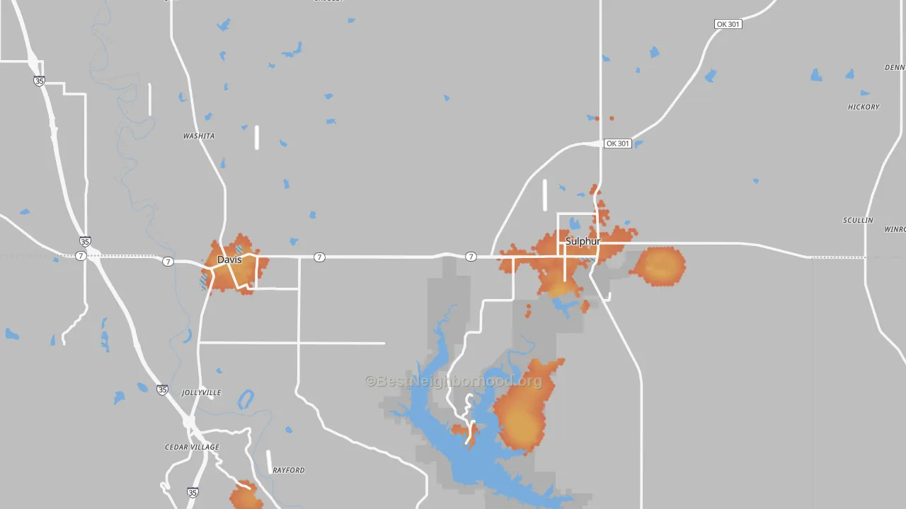 Bike Grade map of Murray County, OK
