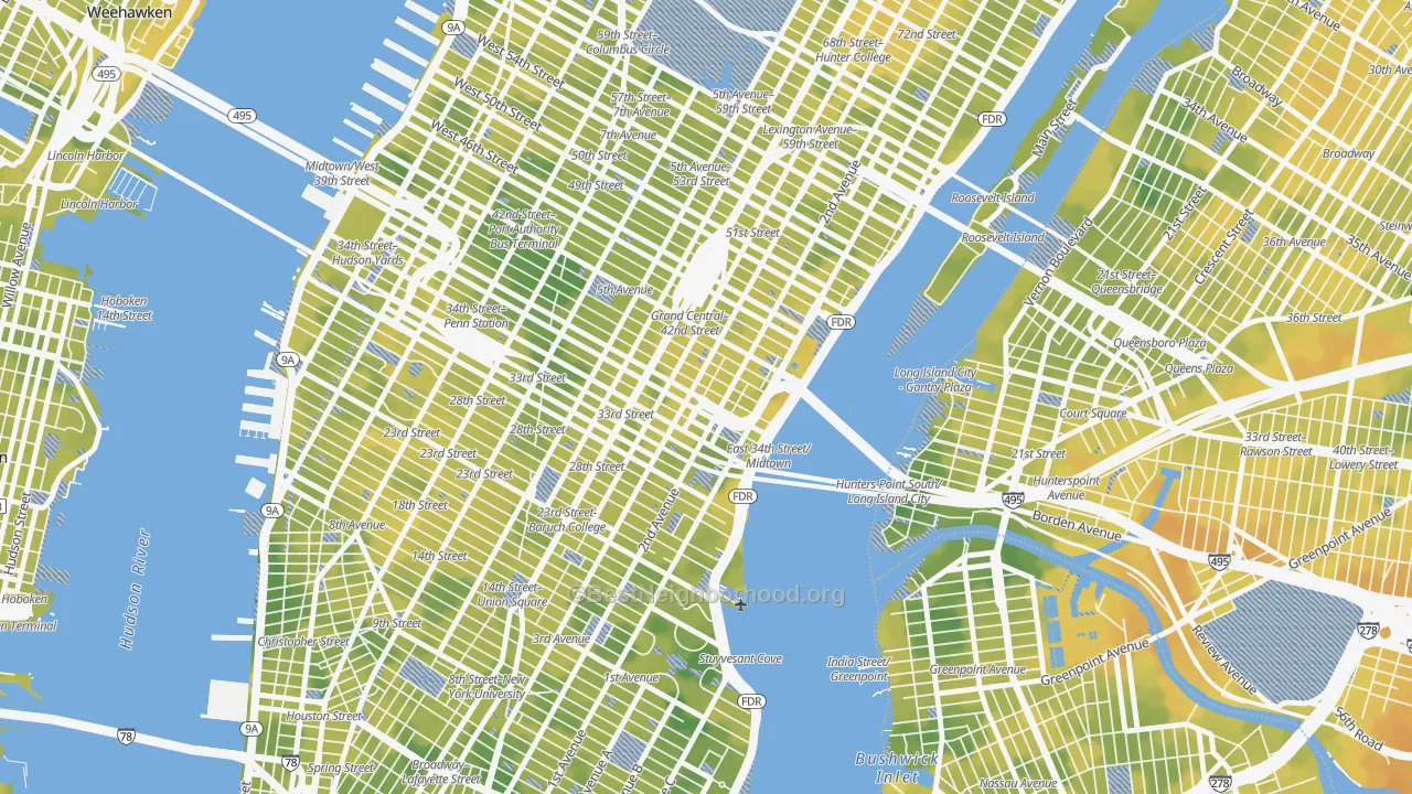 Bike Grade map of Murray Hill, Manhattan, NY