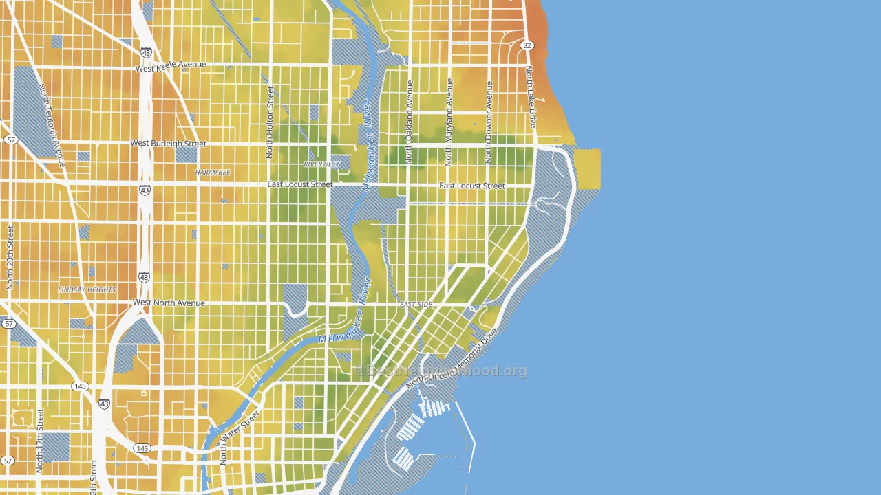 Bike Grade map of Murray Hill, Milwaukee, WI