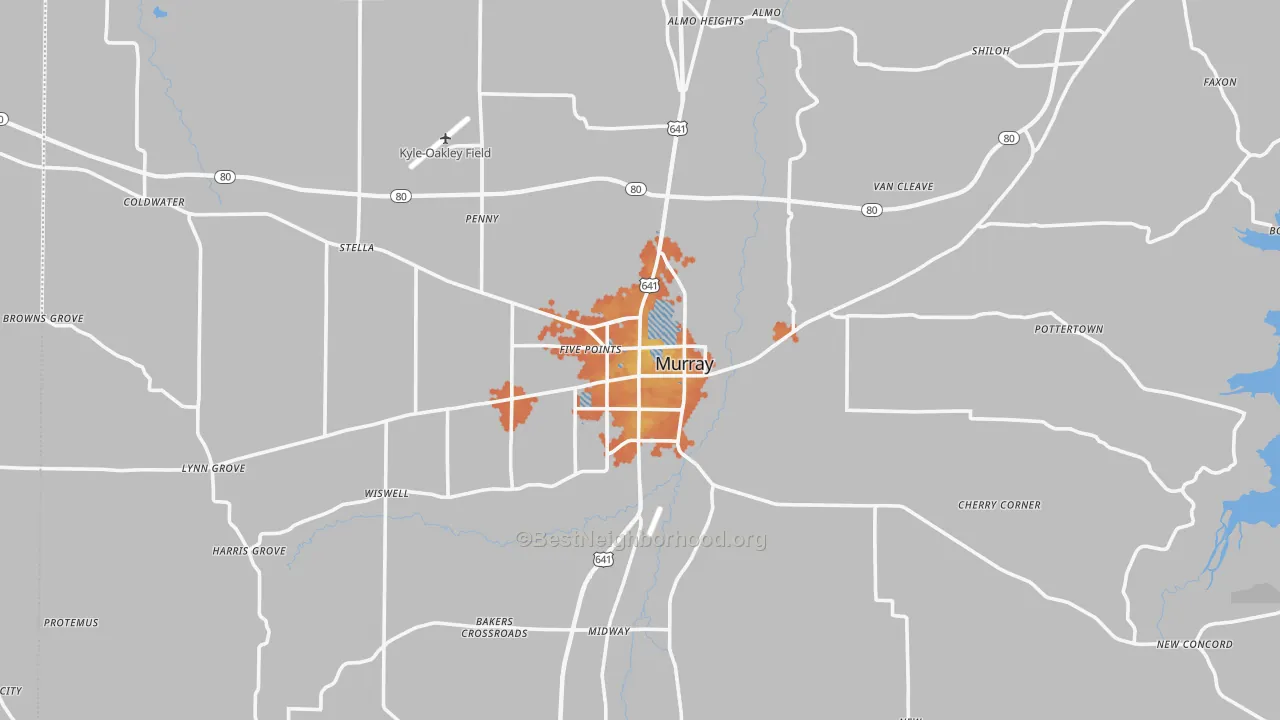 Bike Grade map of Murray, KY