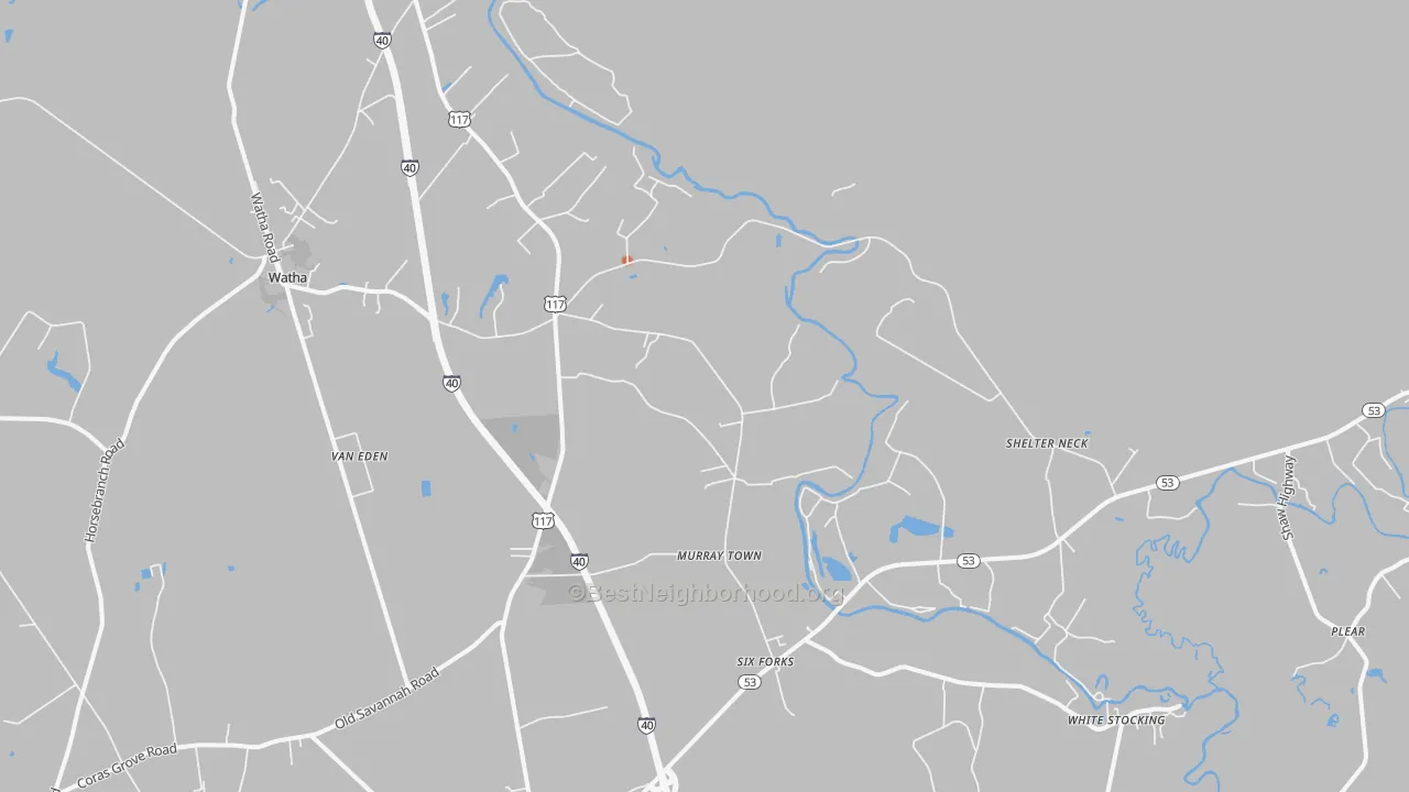 Bike Grade map of Murray Town, NC