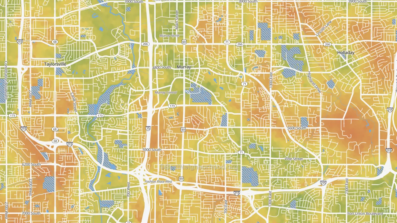 Bike Grade map of Murray, UT