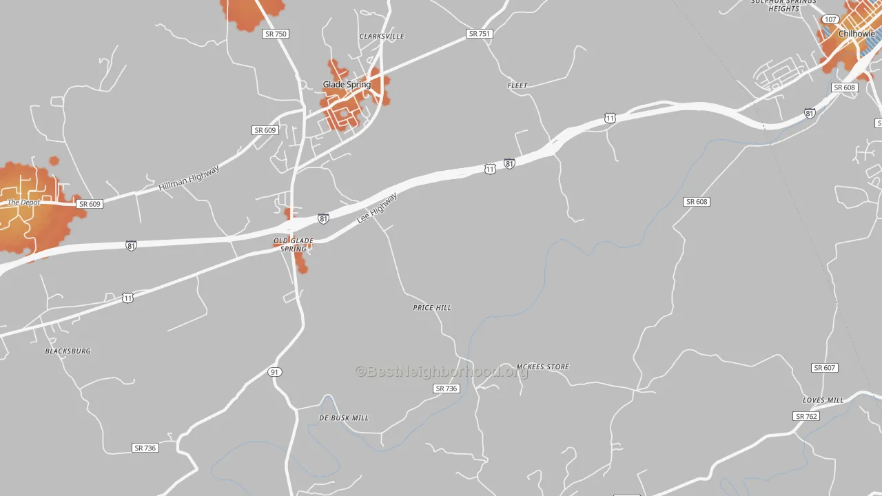 Bike Grade map of Murrayfield, VA