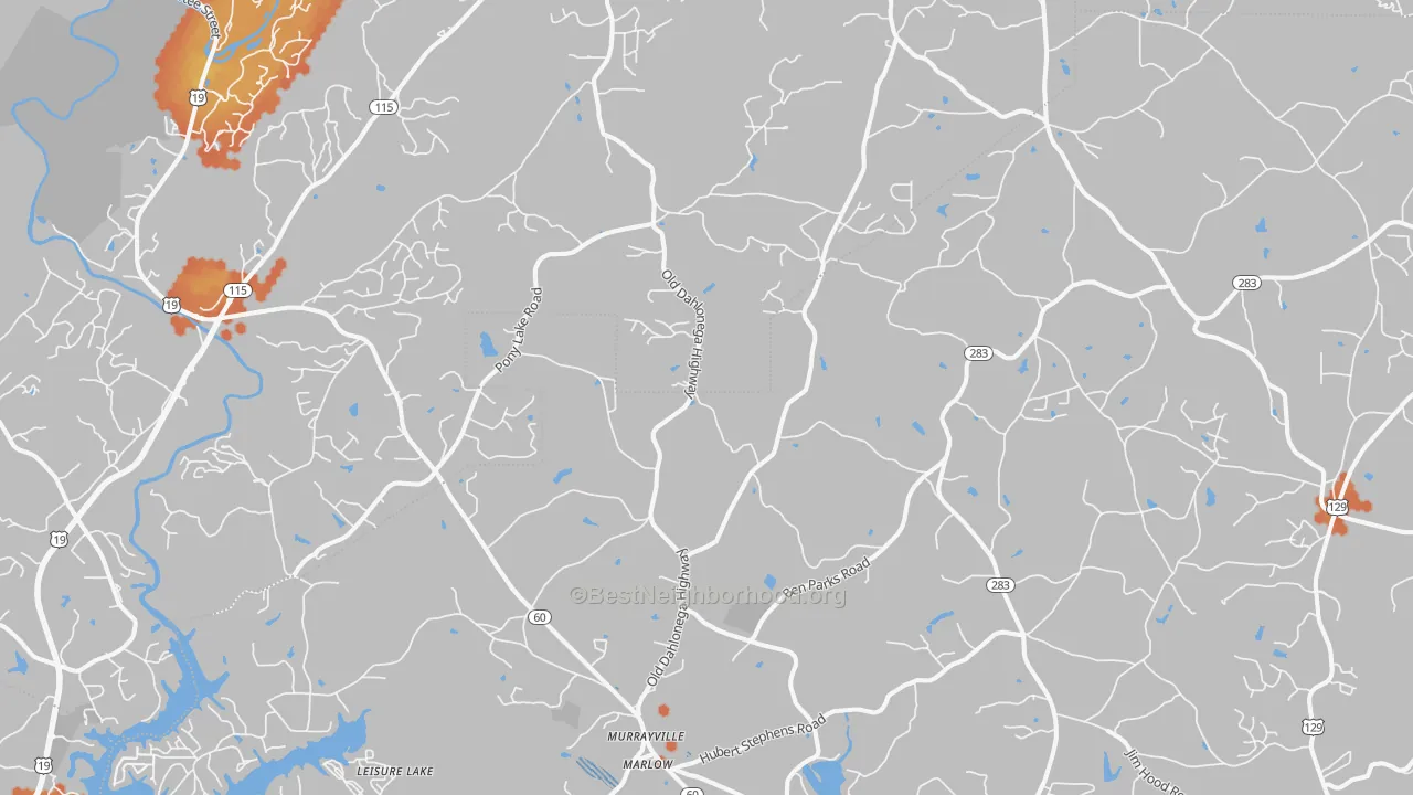 Bike Grade map of Murrayville, GA