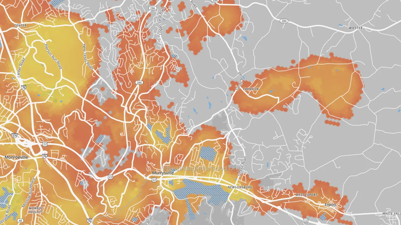 Bike Grade map of Murrysville, PA