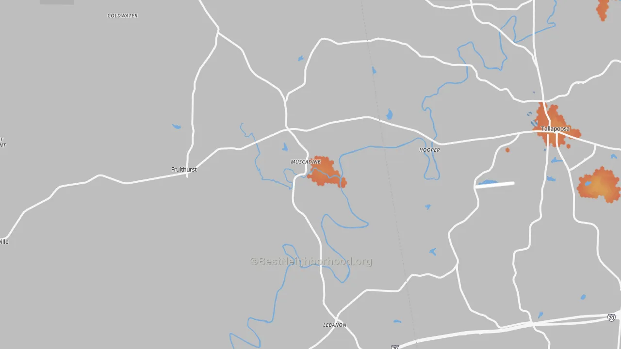 Bike Grade map of Muscadine, AL