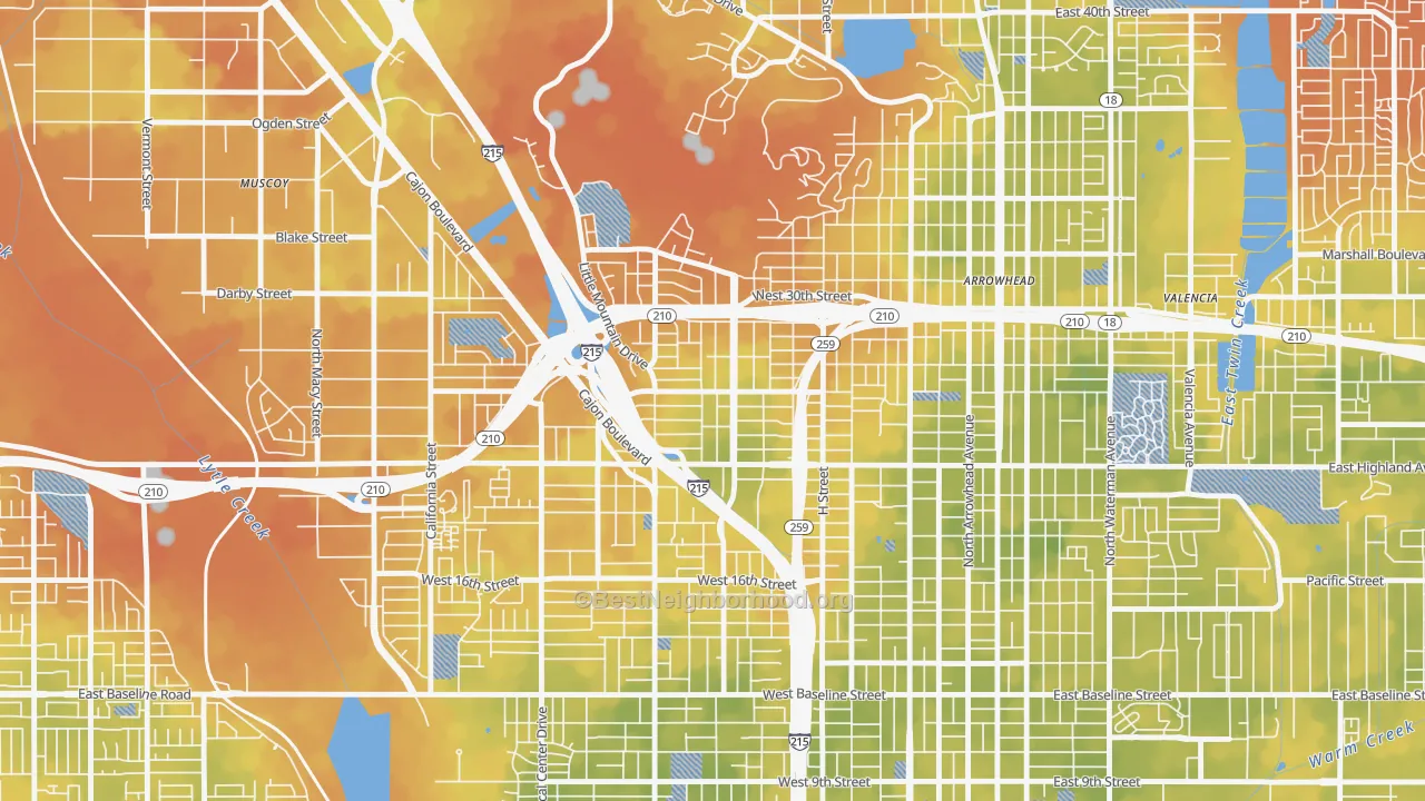 Bike Grade map of Muscupiabe, San Bernardino, CA