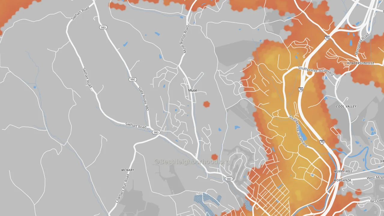 Bike Grade map of Muse, PA