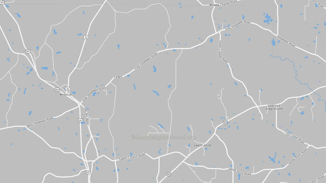 Bike Grade map of Musella, GA