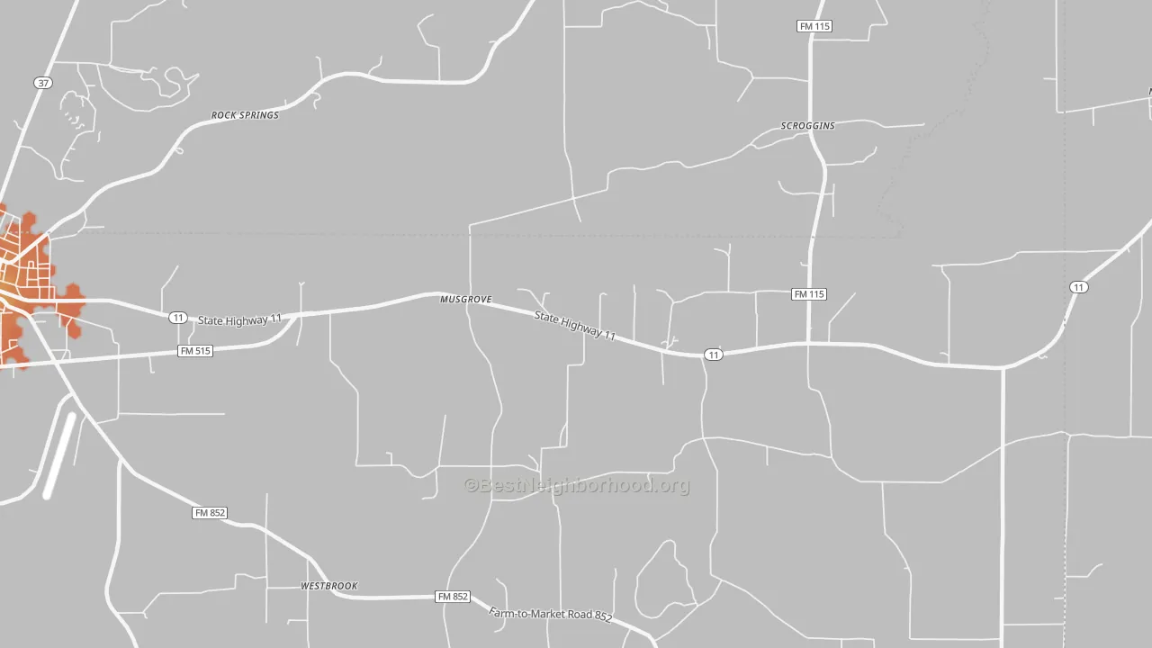 Bike Grade map of Musgrove, TX