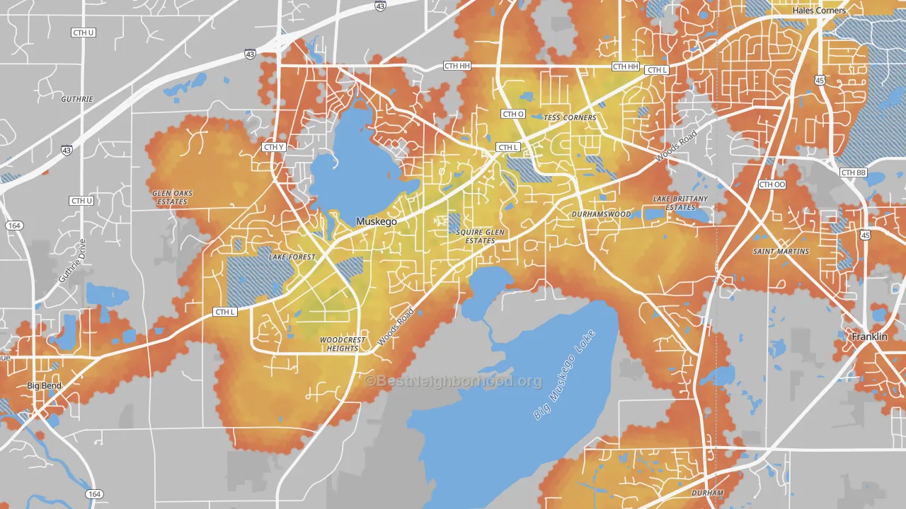 Bike Grade map of Muskego, WI