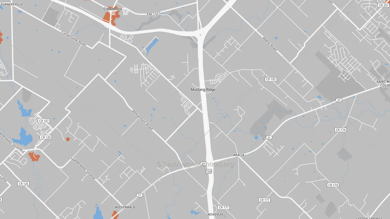 Bike Grade map of Mustang Ridge, TX